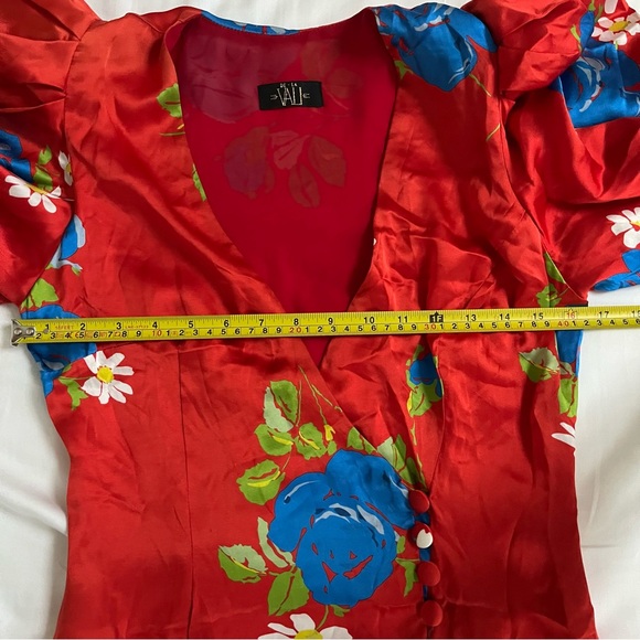 NWOT De La Vali Ohio Satin Floral Print Maxi Dress 4 - Picture 13 of 16